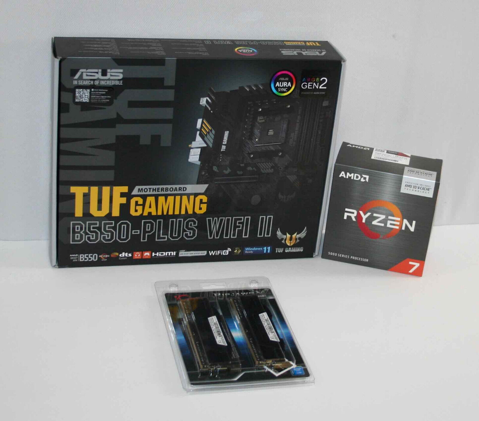 AMD Ryzen 7 5800X3D, ASUS TUF B550 PLUS WiFi II, G.Skill Ripjaws 16GB RAM BUNDLE