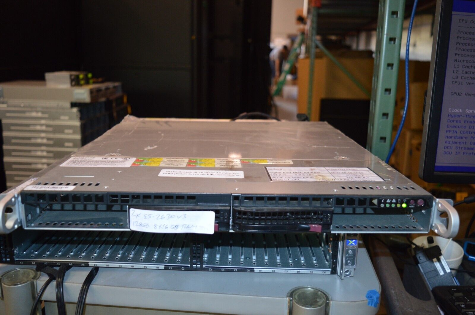 Supermicro 813M-4 2x E5-2630 v3 128GB 8x16 GB Ram Rack Mountable Server