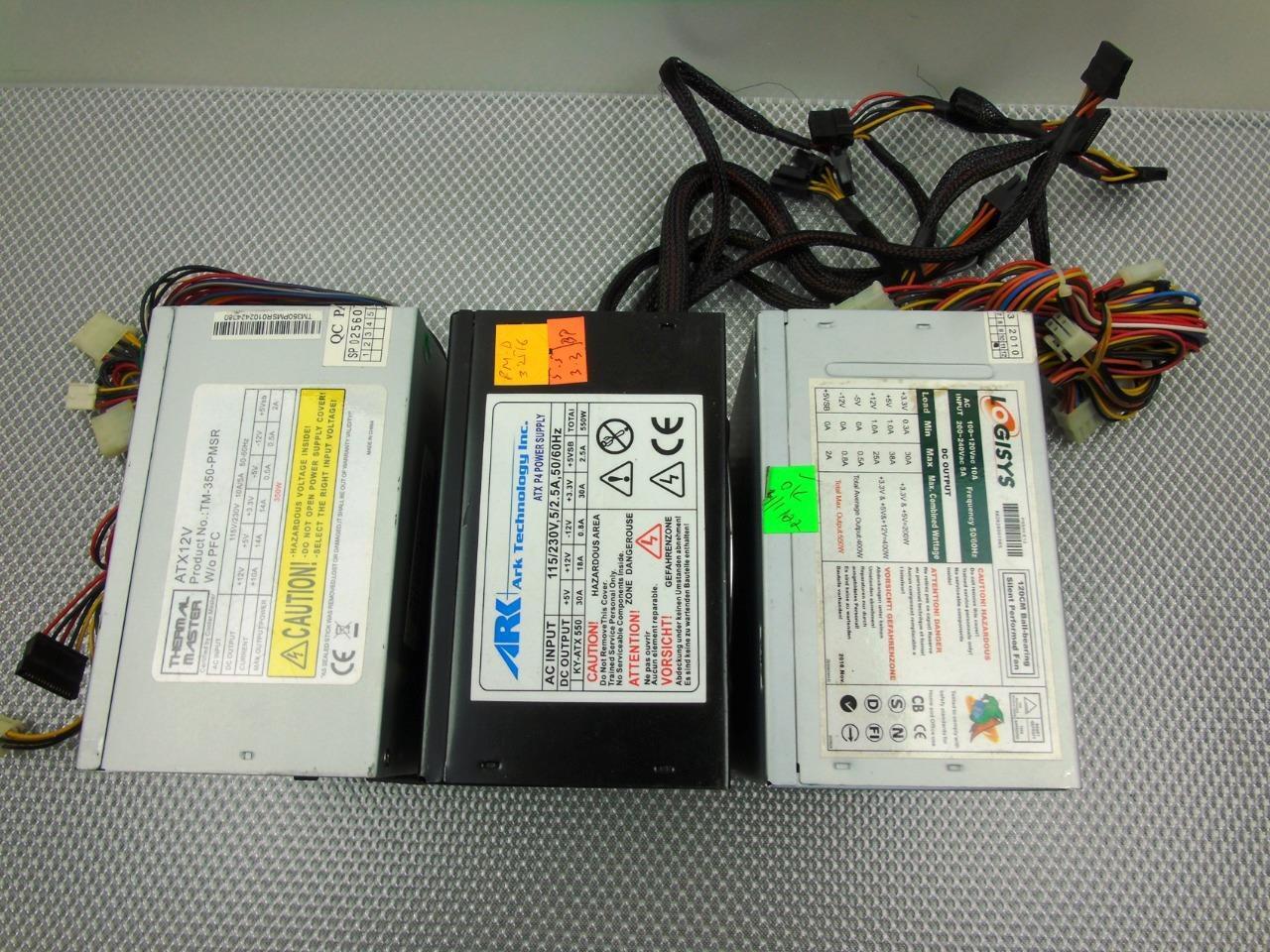 Lot of 3 - Logisys, ARK, Thermal Master 550w 550w 350w  ATX  PC Power Supply