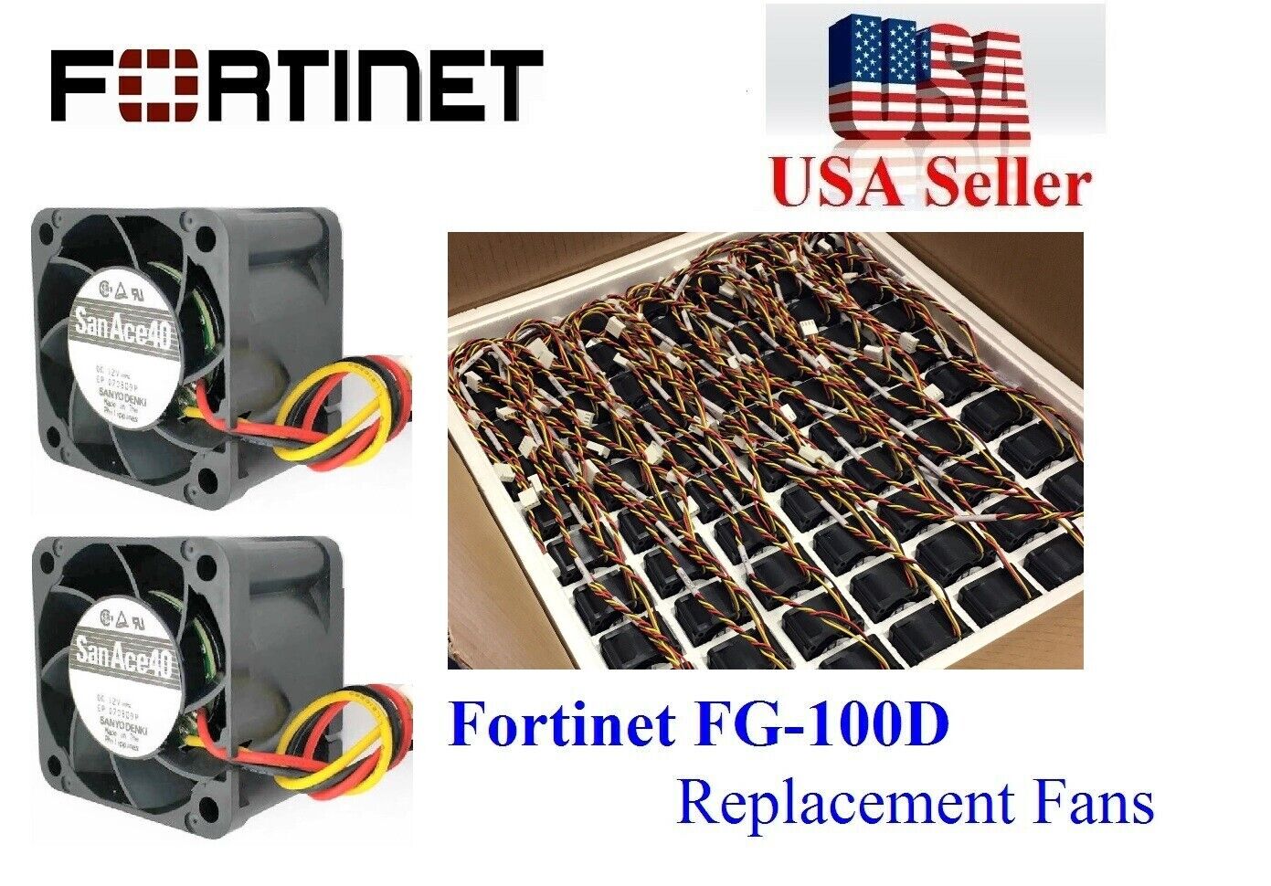 Lot 2x replacement 4 wire Fans for Fortinet FG-100D FortiGate-100D Firewall Fans
