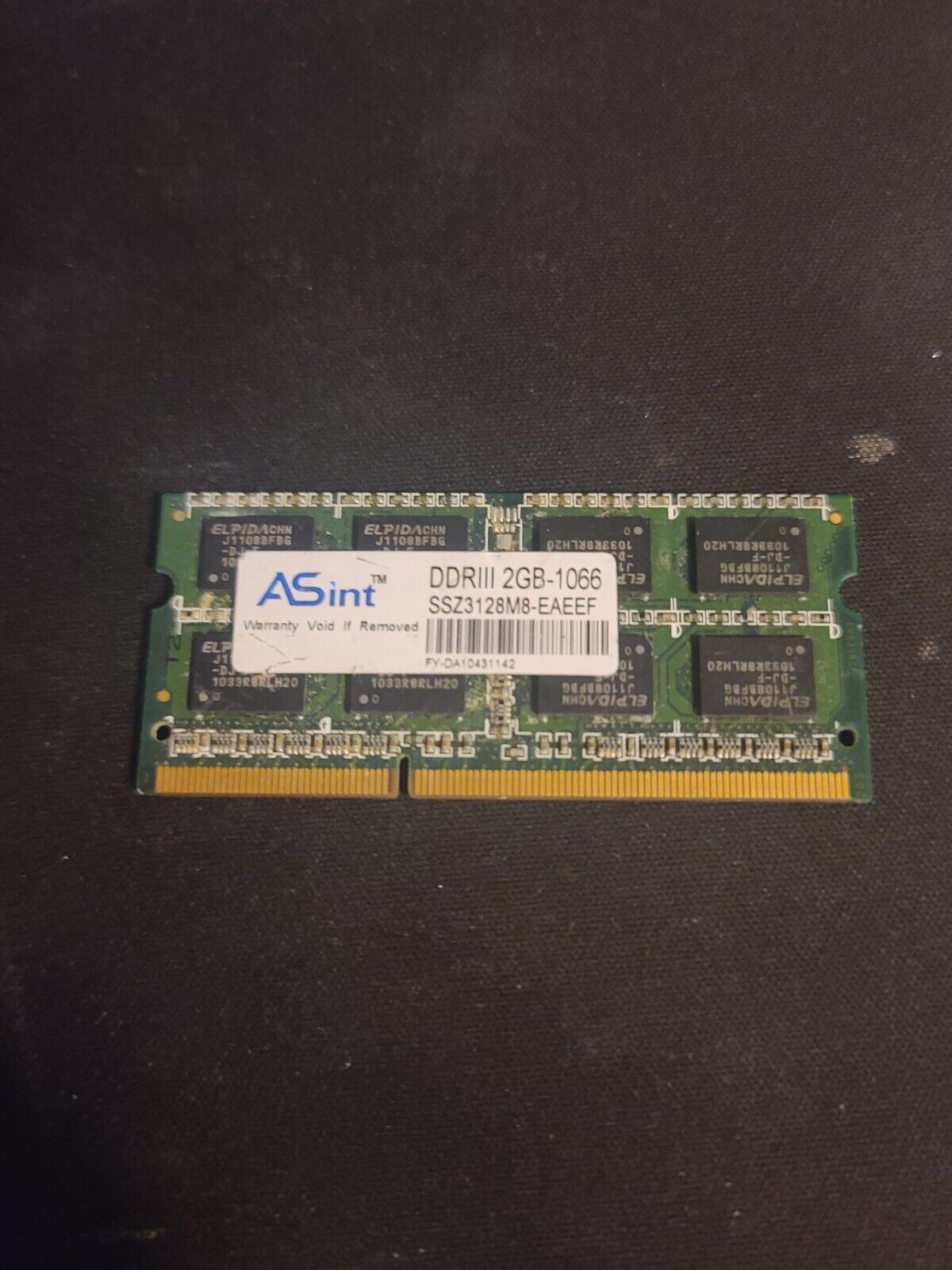 SSZ3128M8-EAEEF GENUINE ORIGINAL ASINT LAPTOP MEMORY 2GB-1066 DDR3(CA69)