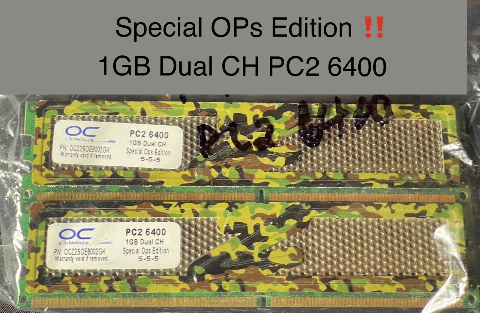 (x2) 1GB Dual Channel PC2 6400 - Special Ops Edition- OCZ2P8002GK Memory (RAM)