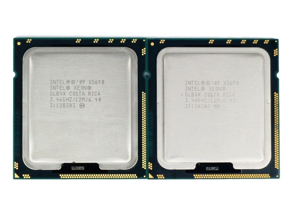 Matched Pair Intel Xeon X5690 SLBVX 6 Core CPU Processor 3.46GHz LGA1366 CPU US