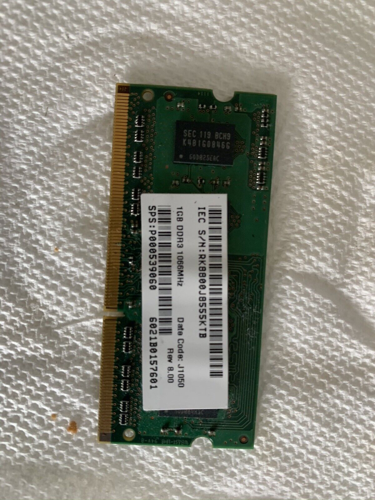 Samsung PC3-8500 (DDR3-1066) 1 GB SO-DIMM 1066 MHz PC3-8500 DDR3 Memory...