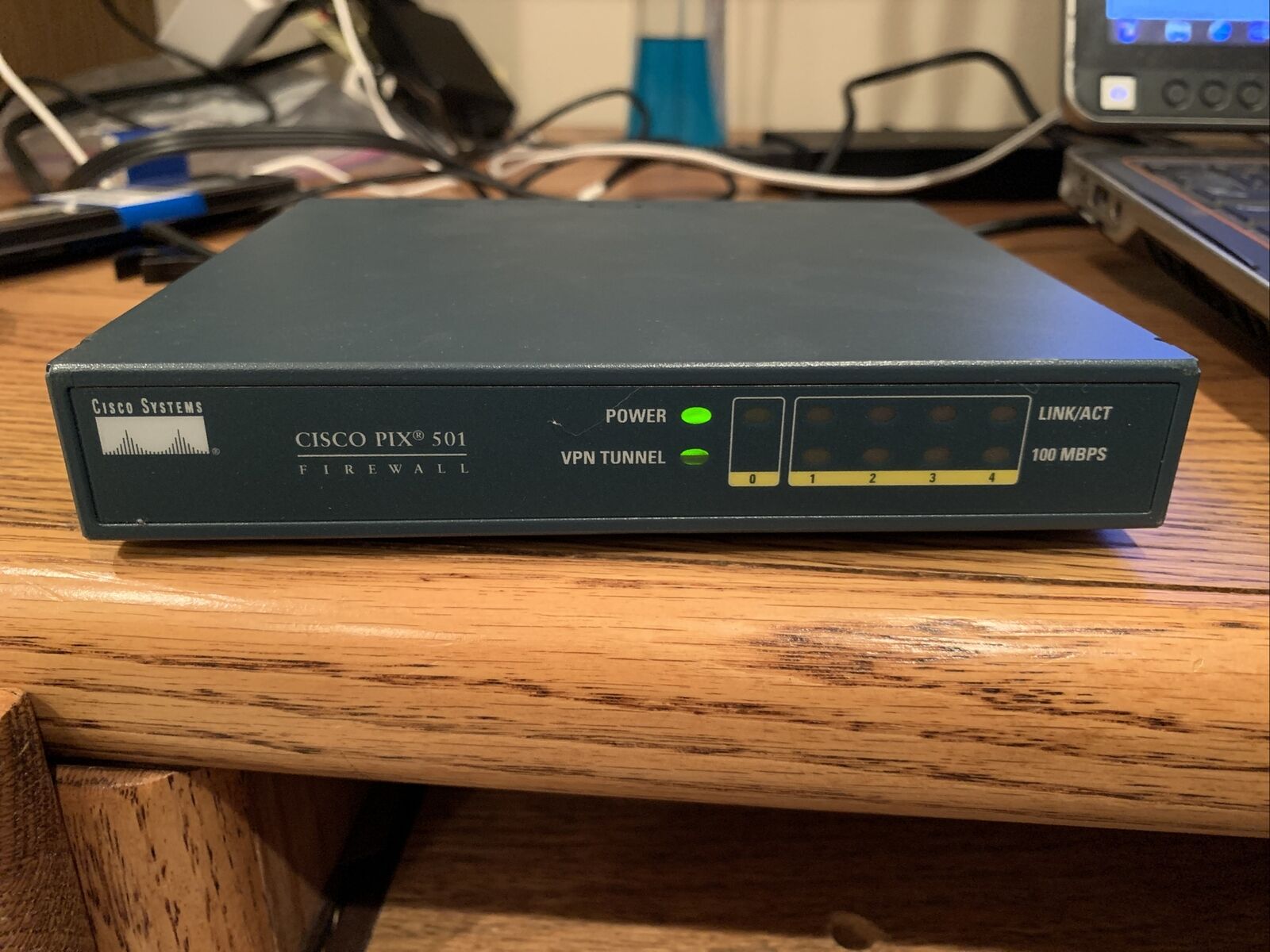 Cisco PIX 501 W/Power Supply - Powers On. No Tests Run. Sold As Is. No Returns.