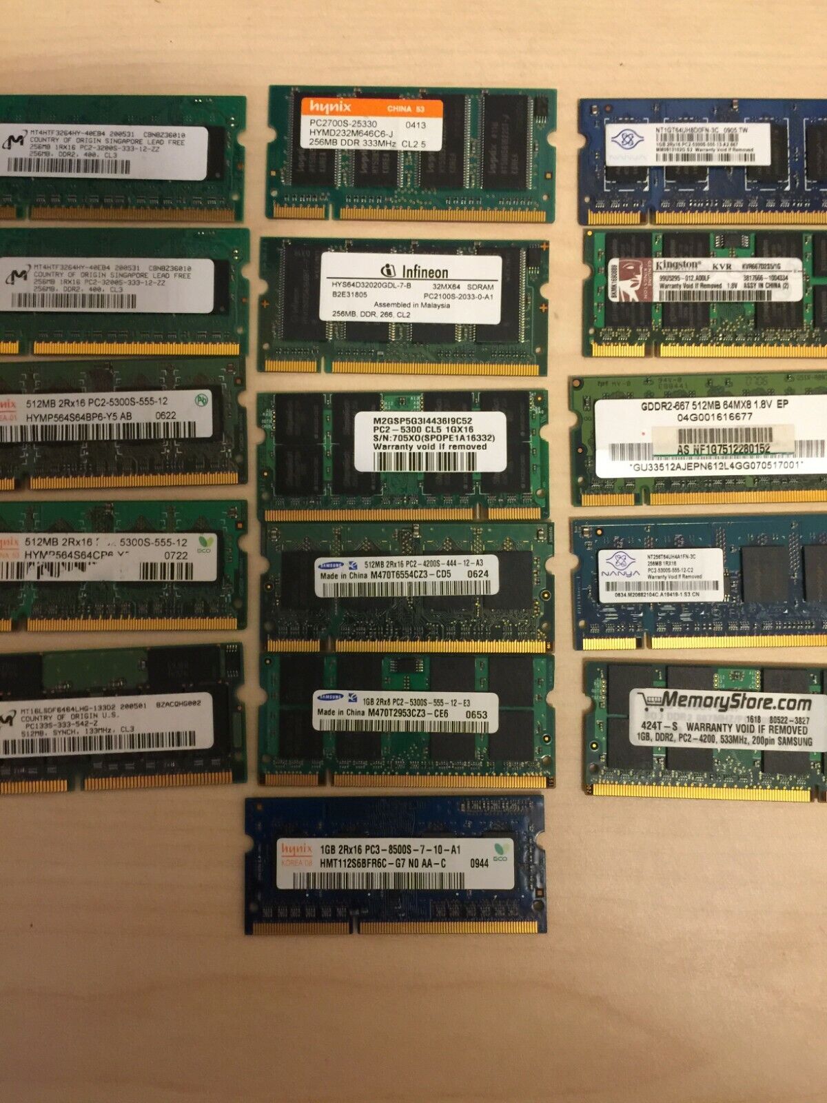 LOT of LapTop Memory different Brands