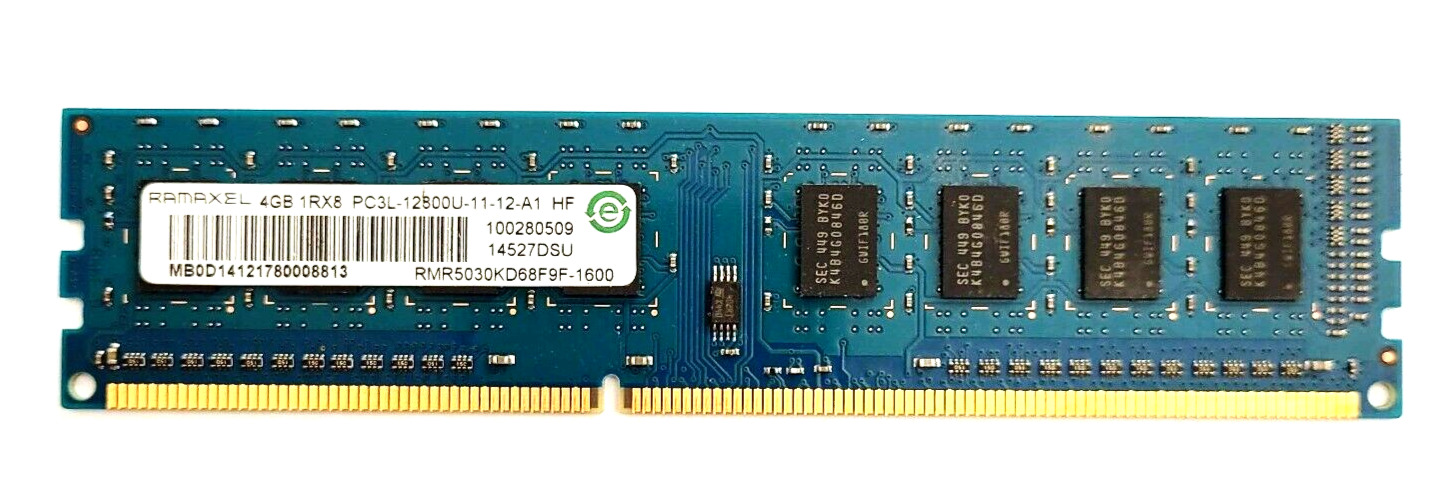RAMAXEL 4GB 1Rx8 PC3L-12800U DDR3 1600MHz Desktop RAM   1.35v
