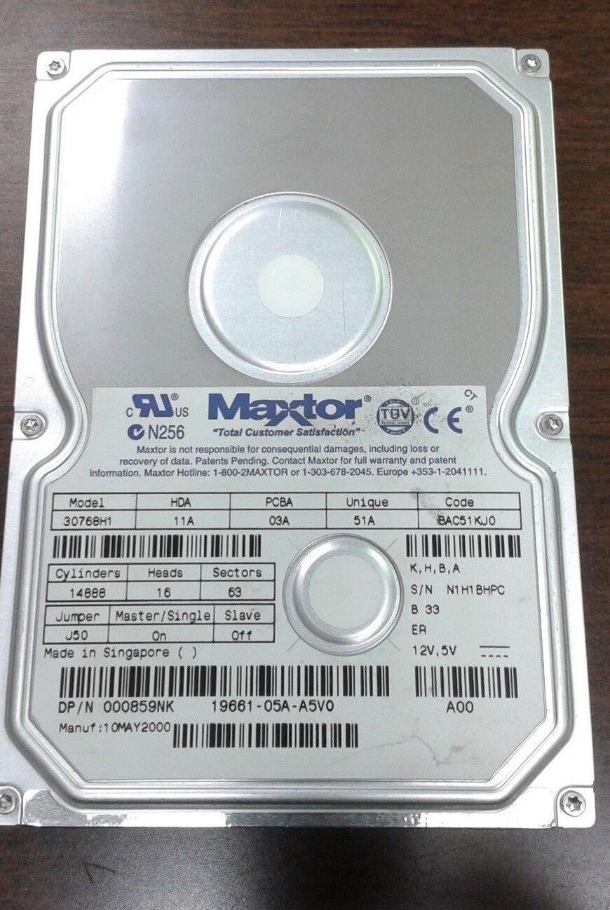 Maxtor 7.6GB Model 30768H1 HDA 11A PCBA 0859NK BAC51KJ0 IDE 3.5 Hard Drive
