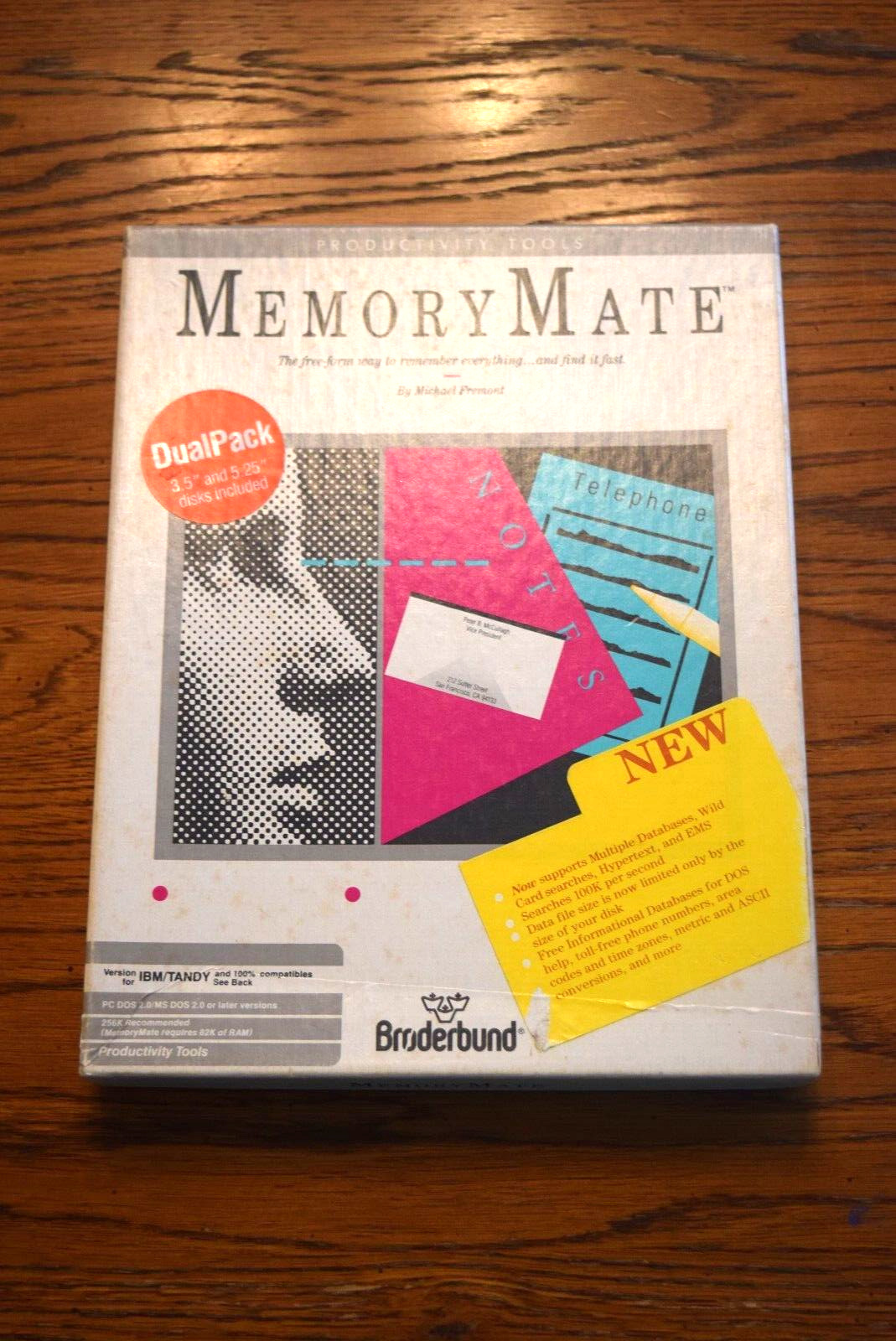 Memory Mate Broderbund 1987 Vintage Software in Original Packaging Floppy Disc