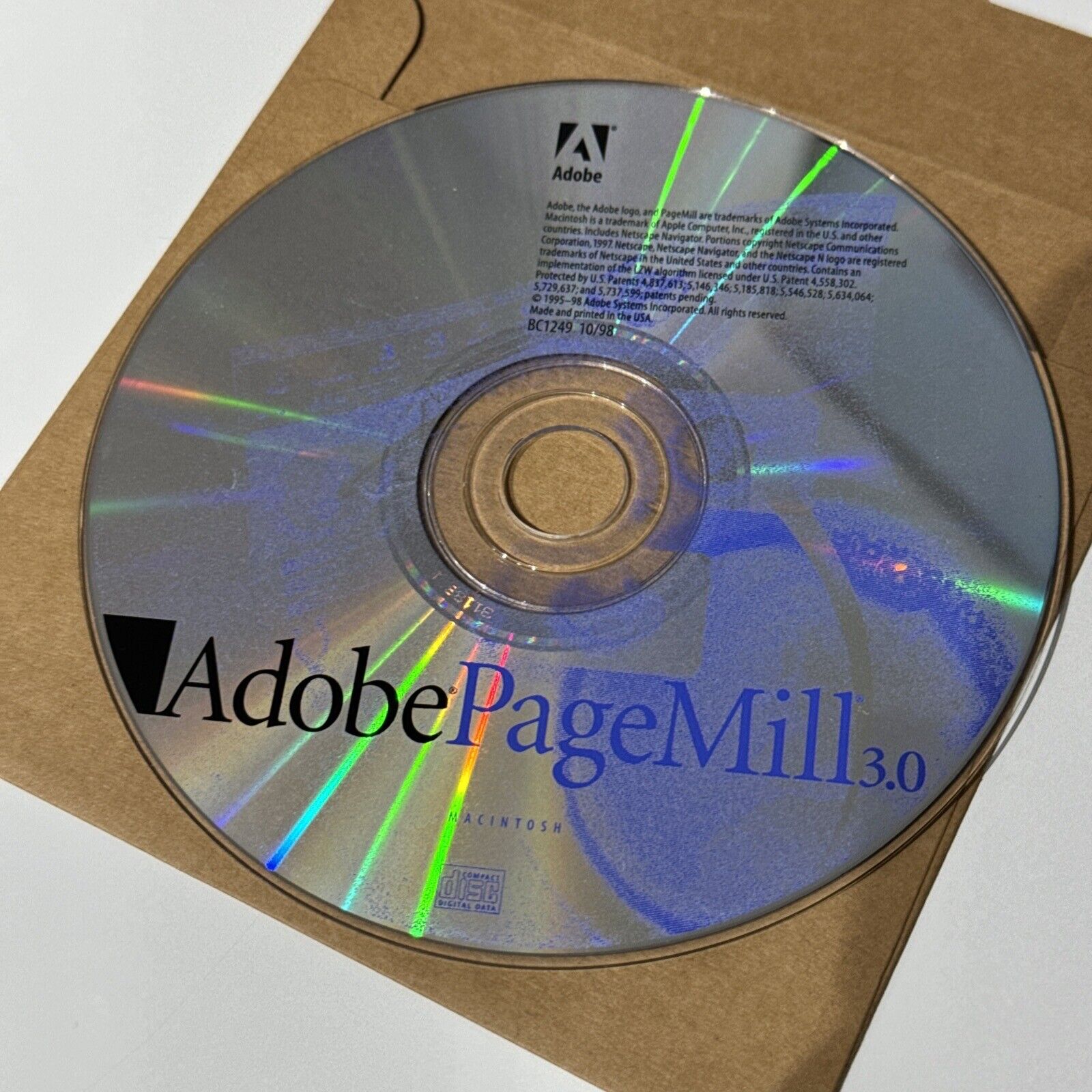 Vintage Adobe PageMill 3.0 CD Only No Key Included 