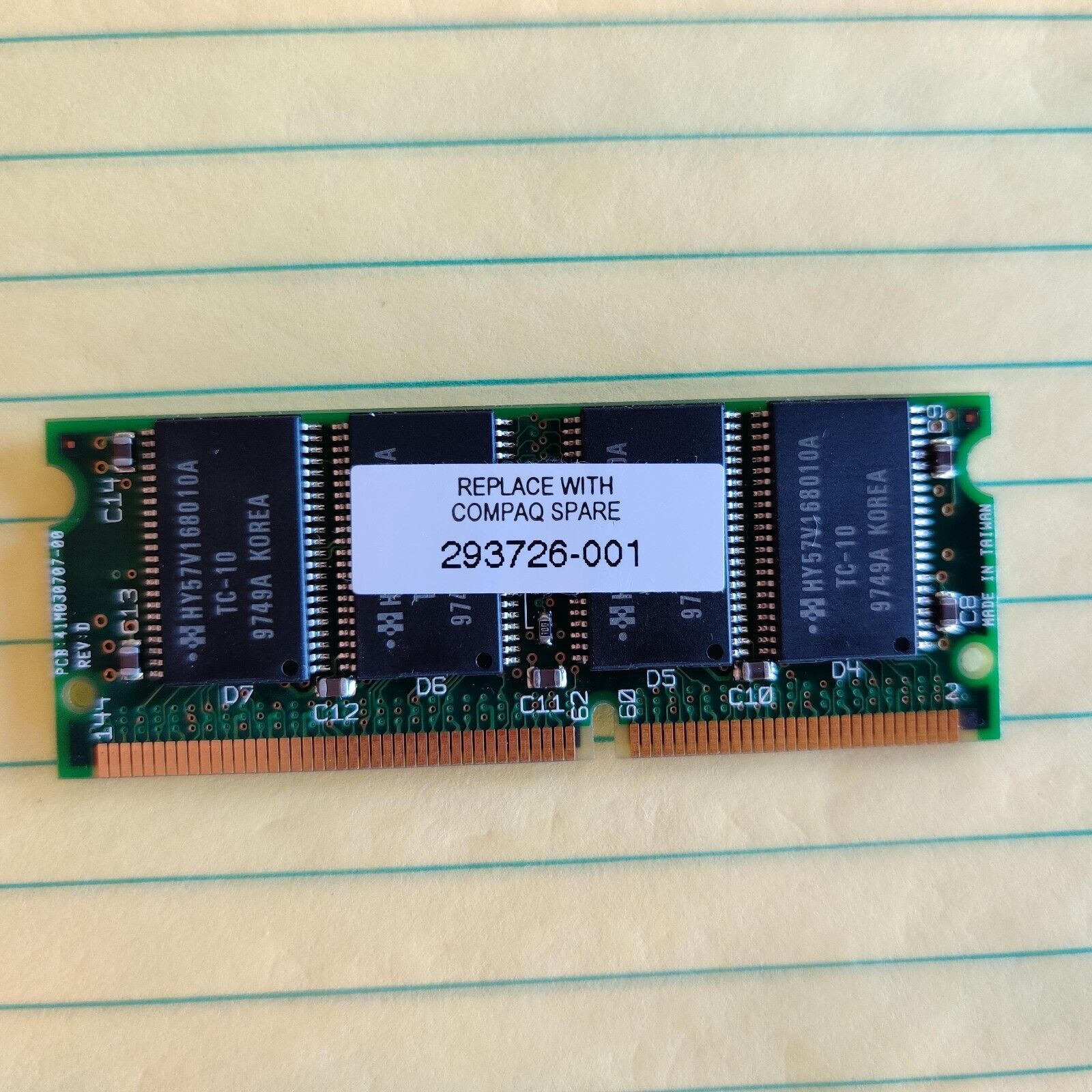 293726-001 Compaq 16MB PC66 66MHz non-ECC Unbuffered CL2 144-Pin SoDimm Memory M