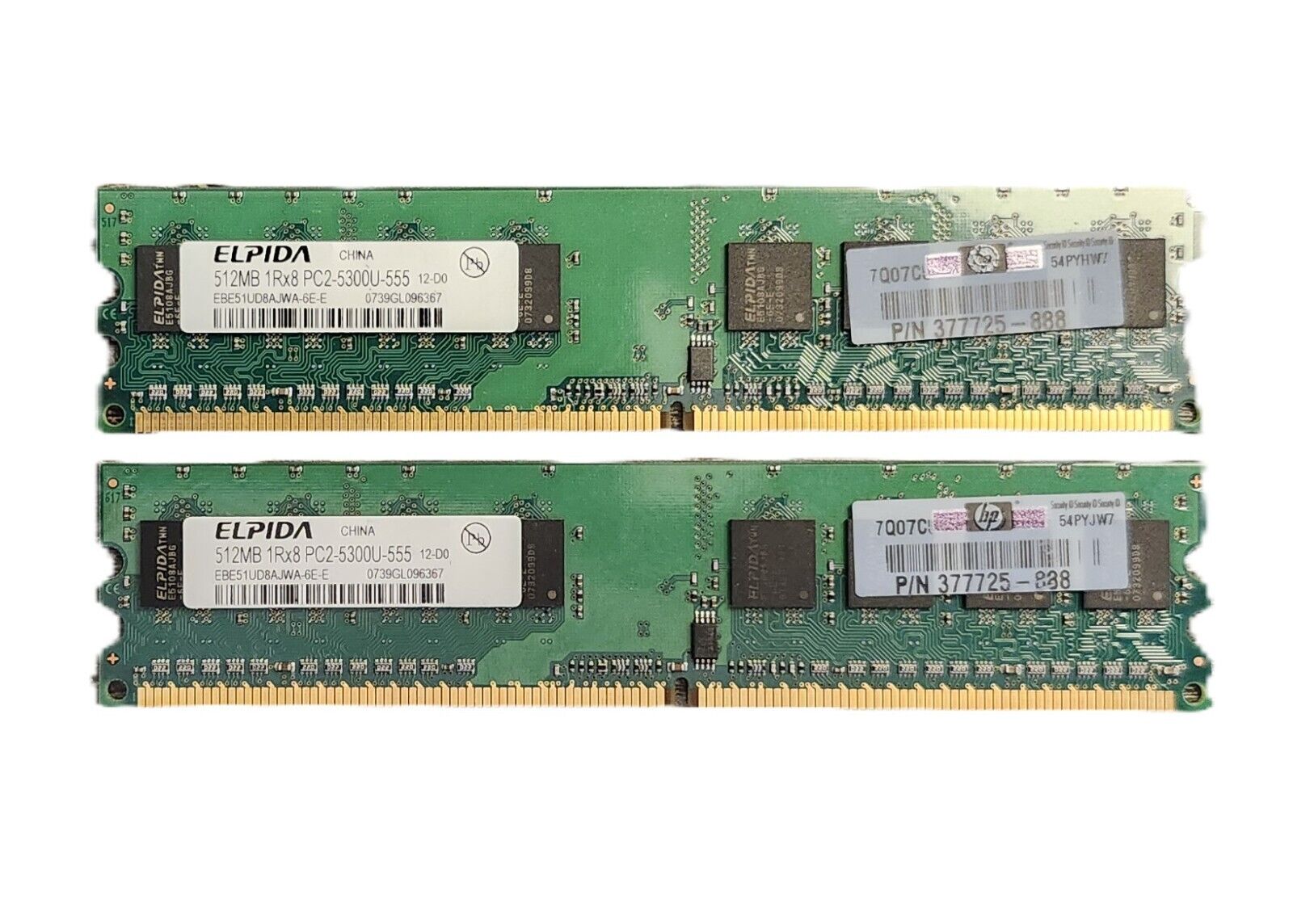 (2) Elpida 2 GB DIMM 667 MHz DDR2 SDRAM Memory (EBE21UE8ACWA-6E-E)