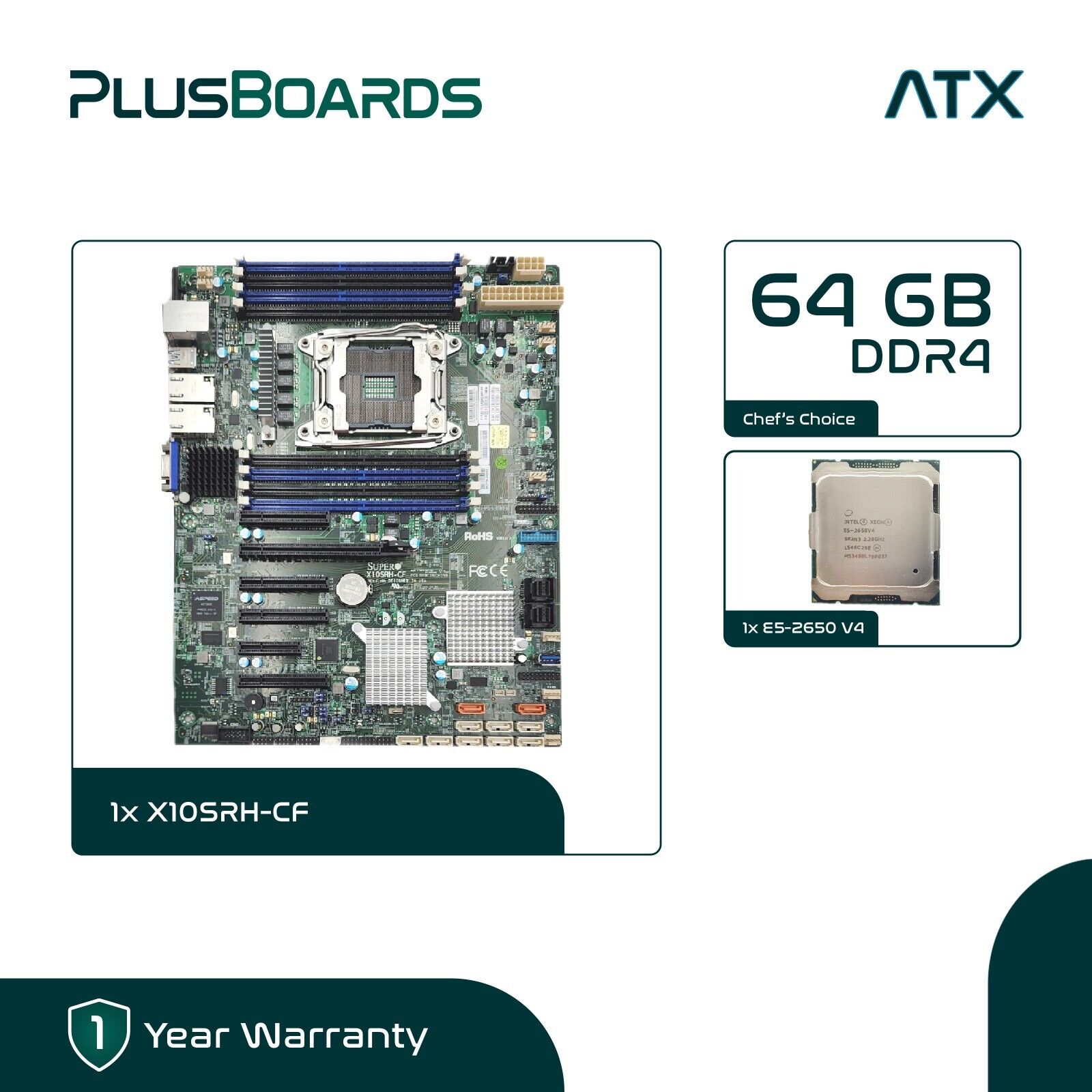 Supermicro X10SRH-CF LGA 2011 ATX Motherboard 1x E5-2650 V4 64GB DDR4 Choose HS