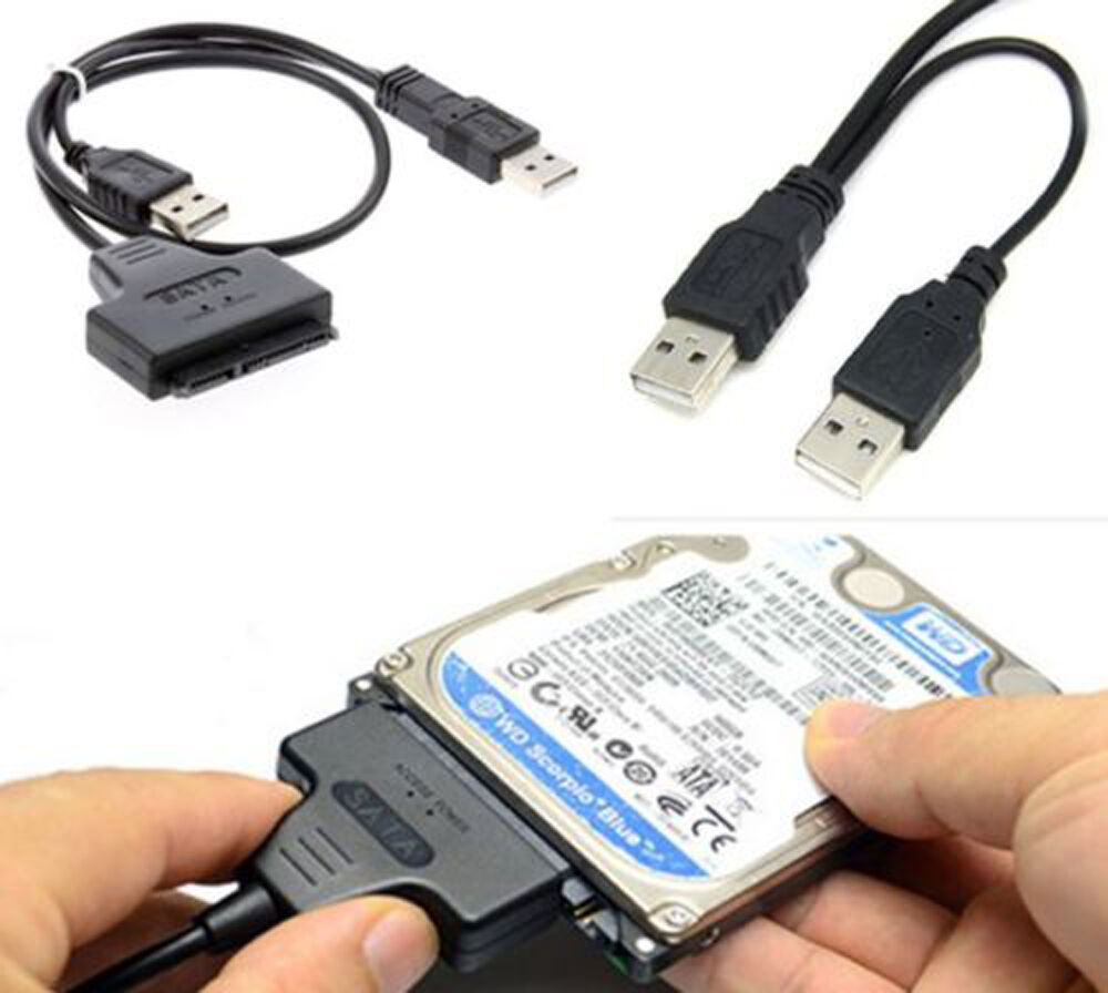SATA 7+15 Pin 22Pin to USB 2.0 Cable Adapter For 2.5 Laptop Hard Drive HDD Disk 