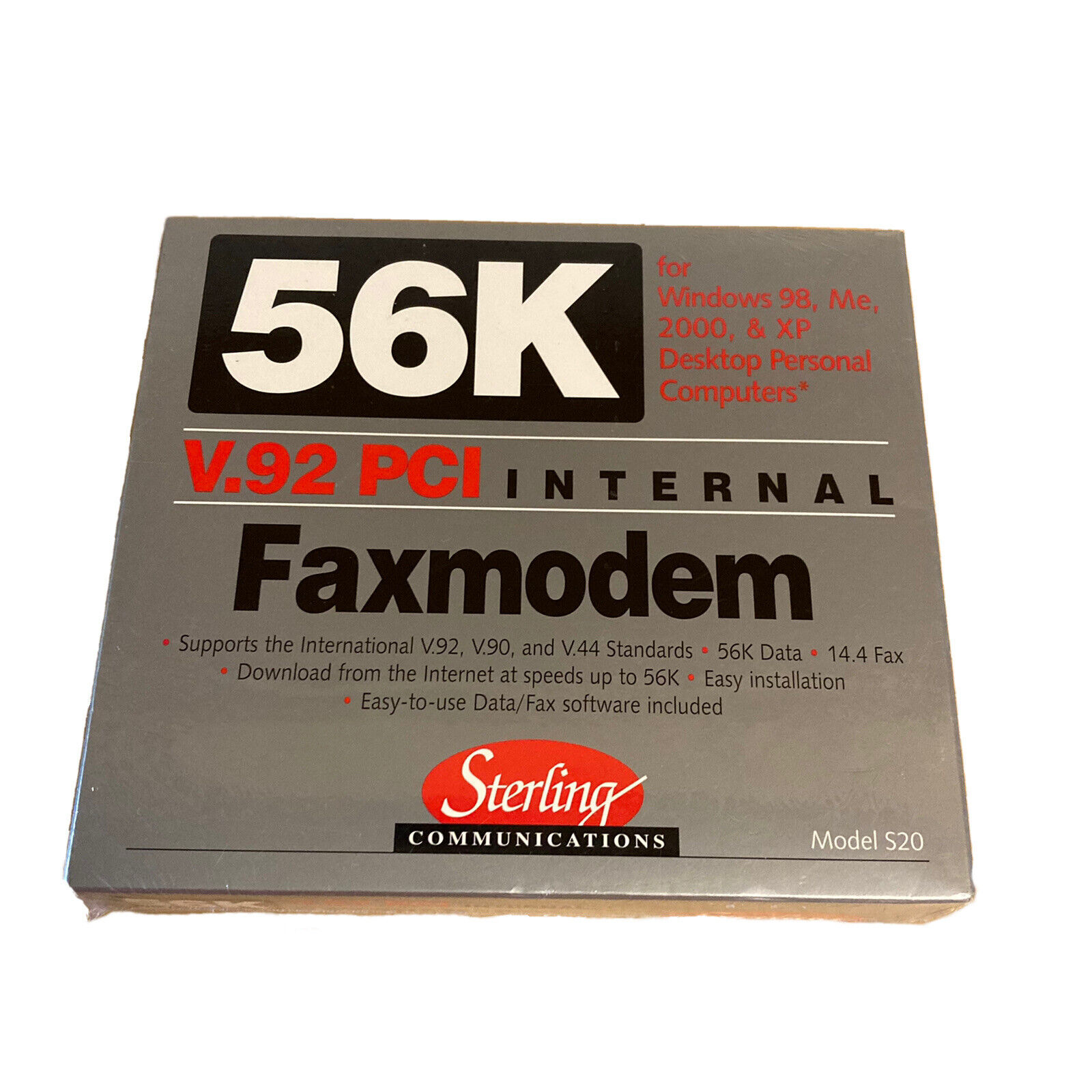 56K MODEM Internal Faxmodem V.92 PCI Sterling Communications Model S20
