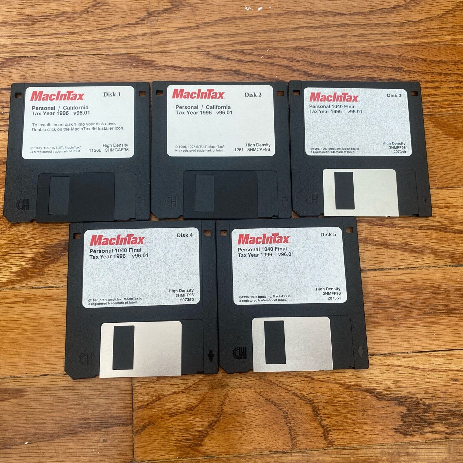 Junk Drawer Vintage 1996 MacInTax Version 96.01 Software 3.5” Floppy Disks 1-5