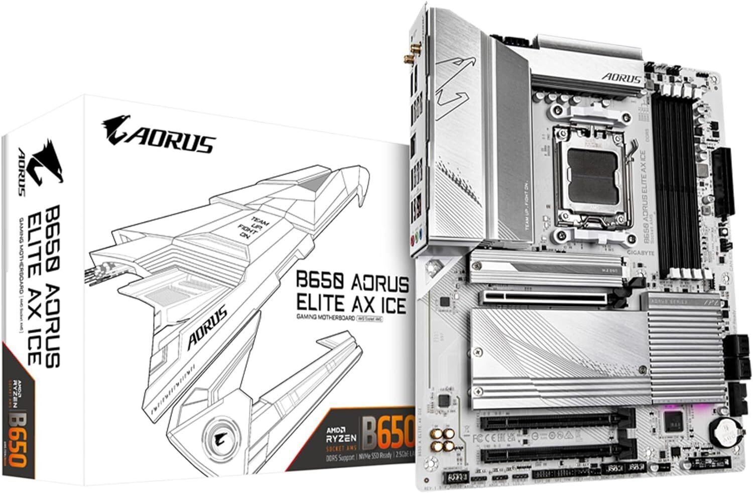 Gigabyte B650 AORUS Elite AX ICE AMD AM5 LGA 1718 DDR5 ATX Motherboard - White
