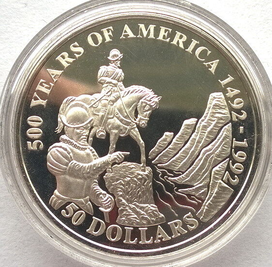 Cook 1992 Francisco de Coronado 50 Dollars Silver Coin,Proof 