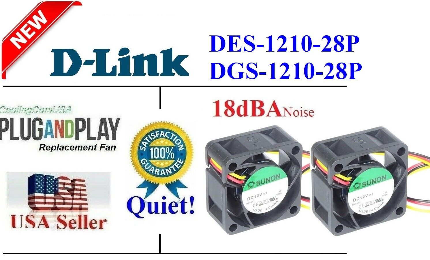 2x Quiet Version fans for D-Link DES-1210-28P DGS-1210-28P