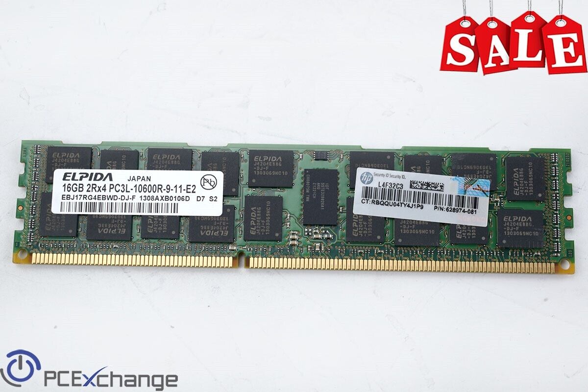 *LOT of 32* ELPIDA 16GB 2Rx4 PC3L-10600R DDR3 ECC Server Memory