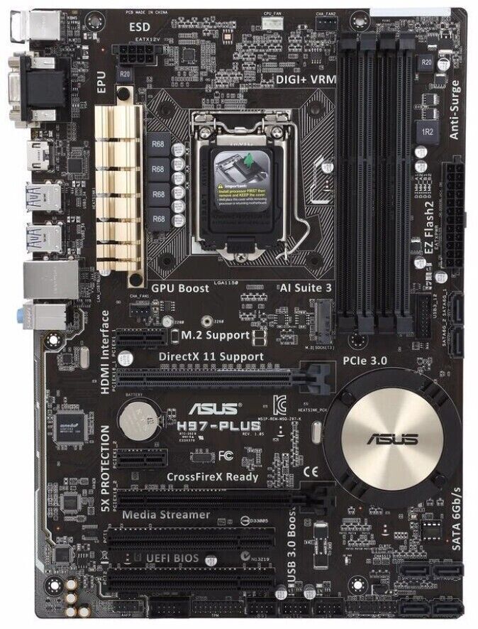Asus H97-PLUS LGA1150 DDR3 H97 USB3 SATA3 ATX Intel HDMI Motherboard
