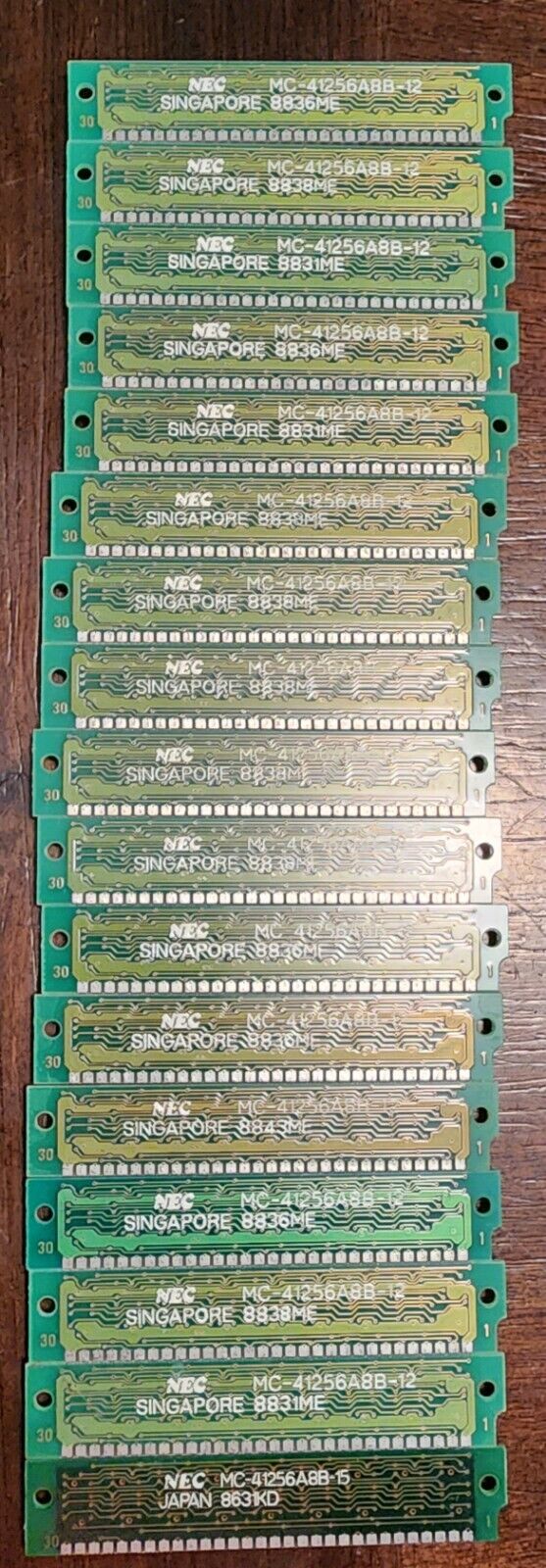 ×17 NEC MC-41256A8b-15 256kb 30-pin 100ns FPM Dram SIMM Module