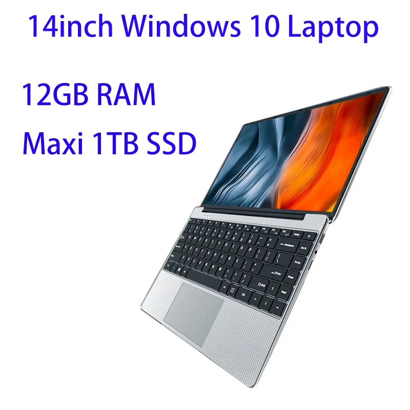 New 14 Inch Slim Cheap Notebook Laptop 12GB RAM 1TB/512GB/256GB SSD Windows 10 Q