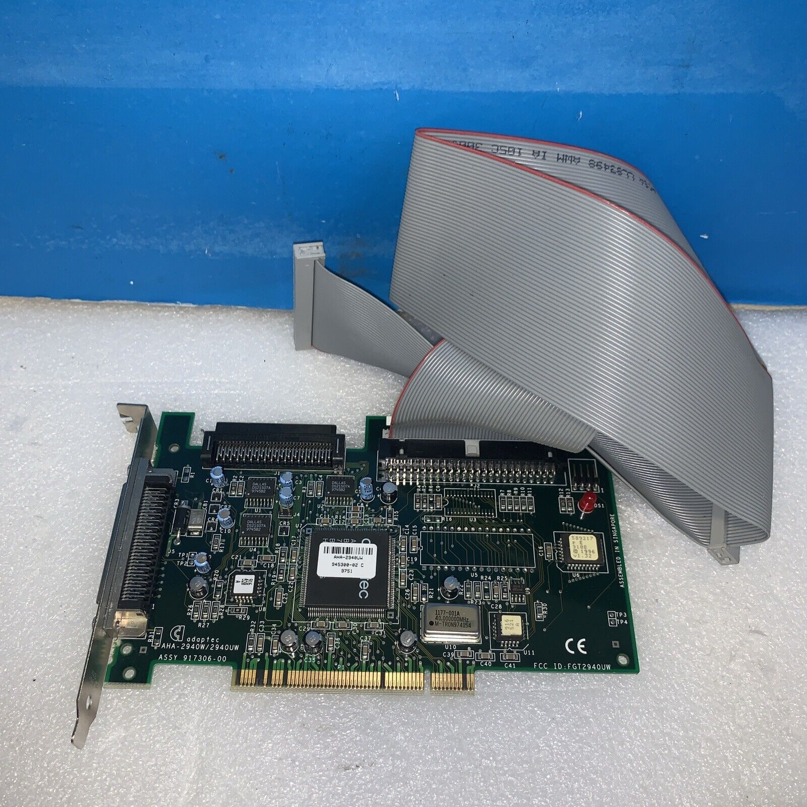 VINTAGE ADAPTEC AHA-2940W 2940UW ULTRA WIDE SCSI PCI CARD W/ UW SCSI CABLE