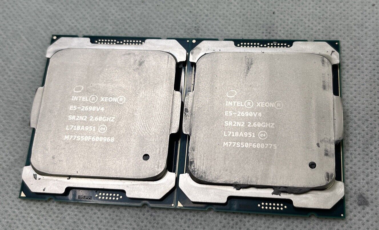 Pair of 2 Intel Xeon E5-2690 V4 SR2N2 2.60GHz 14-Core 35MB LGA2011-3 Server CPU