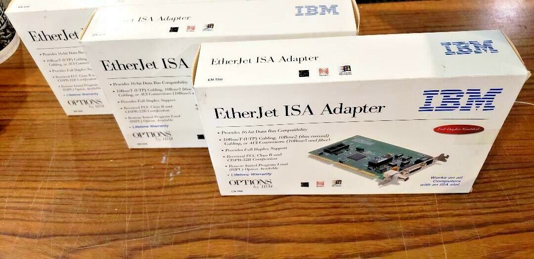 IBM Etherjet ISA Combo Ethernet Adapter RJ-45/AUI/COAX 13H9263 NOS SEALED