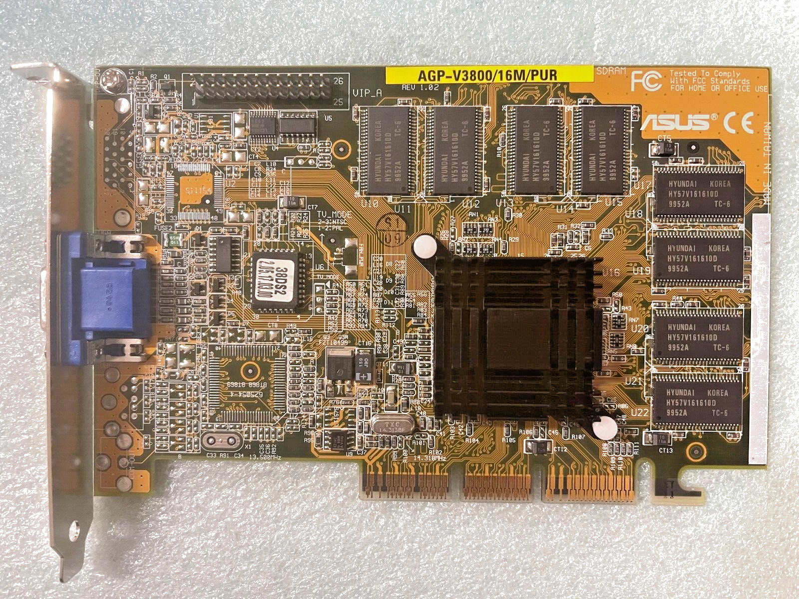 RARE ASUS AGP-V3800/16M PURE NVIDIA RIVA TNT2 AGP VGA CARD VGA ONLY MXB45