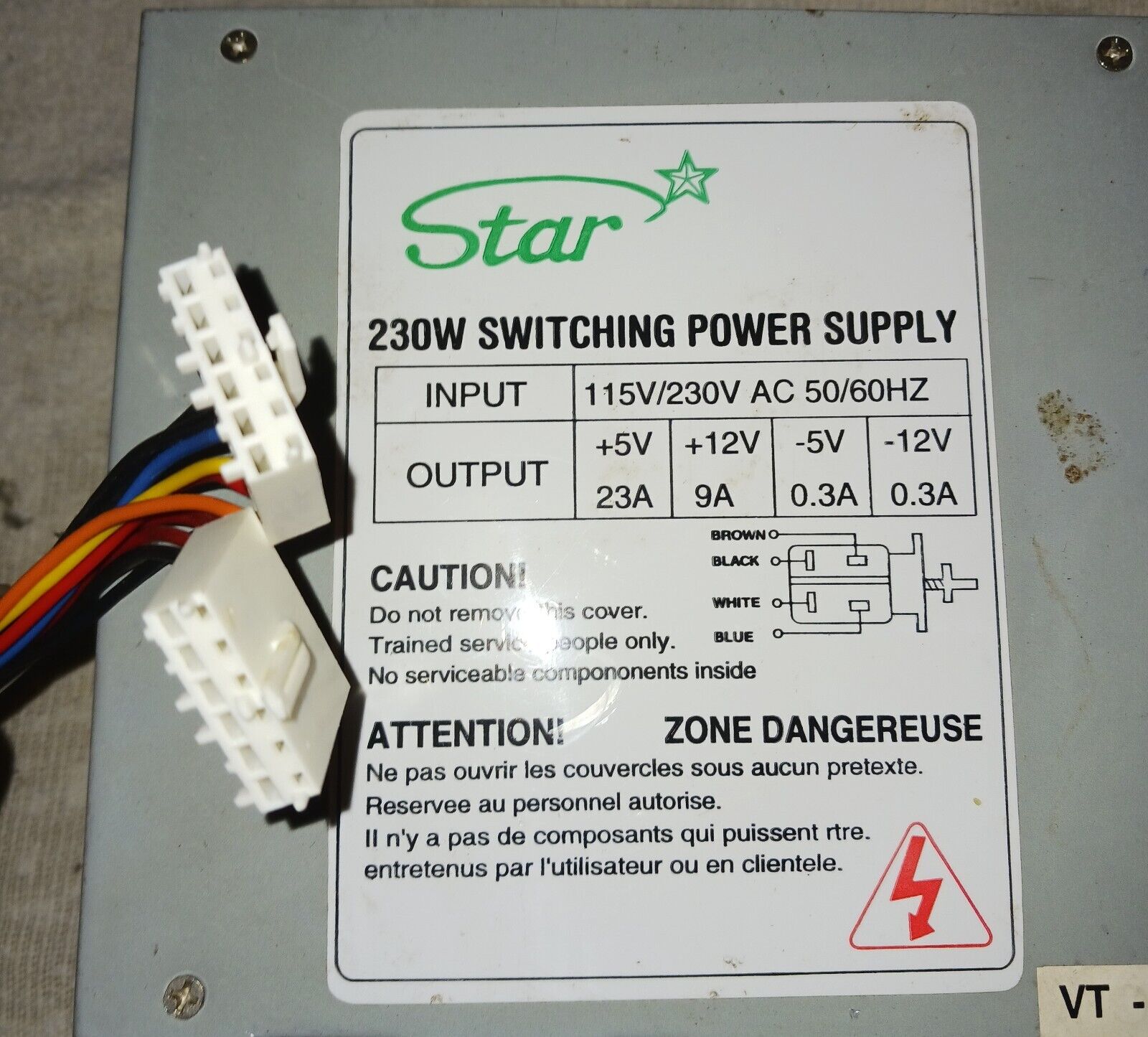 Vintage PC Power Supply ATX STAR 230W Switching Type