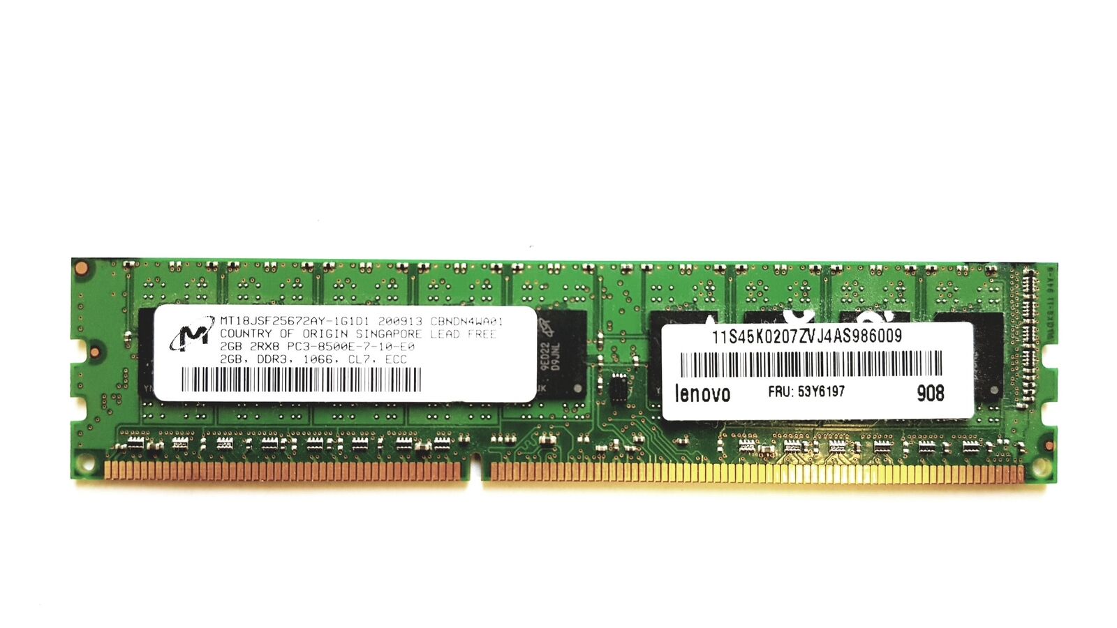 Micron 2GB 2RX8 PC3-8500E DDR3-1066MHz Memory MT18JSF25672AY-1G1D1