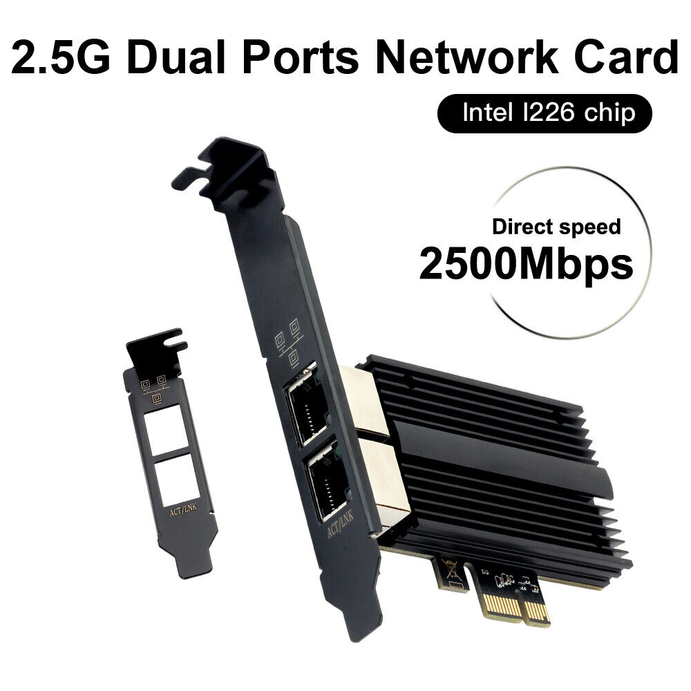 2.5Gbps PCI-E Gigabit Network Adapter Intel I226 Ethernet Card Dual RJ45 Port