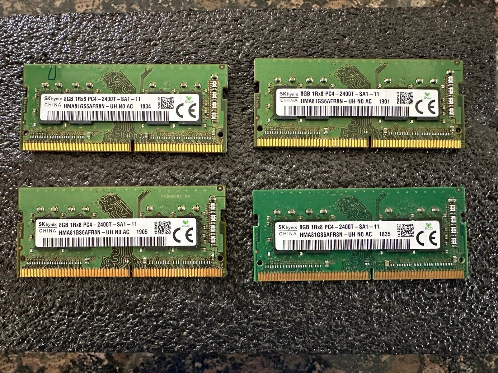 Lot of 4 32GB Total Micron 8GB DDR4 PC4-2400T Laptop RAM Memory PC4-19200