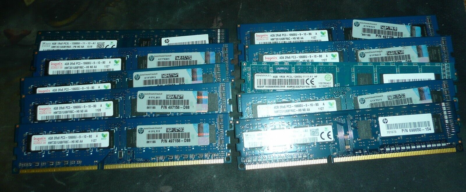 LOT OF 10 4GB DDR3 Desktop Memory PC3-10600 PC3L-12800 Sticks RAM