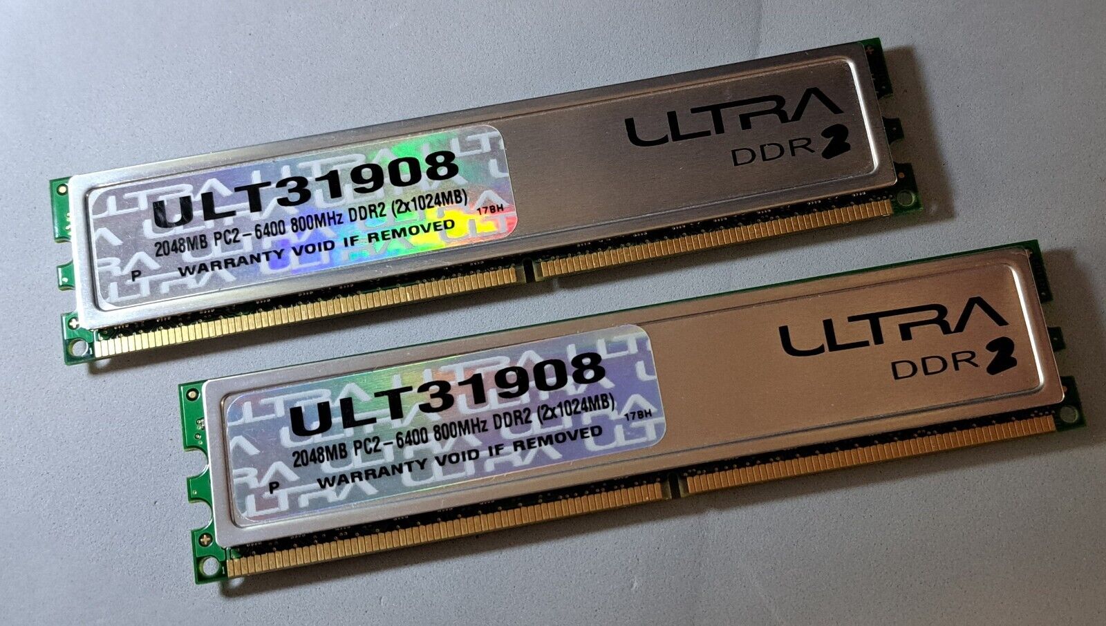 Paired RAM 2x1024mb 2gb pc2 6400 800MHz DDR2 Non-Ecc Working Pull From System
