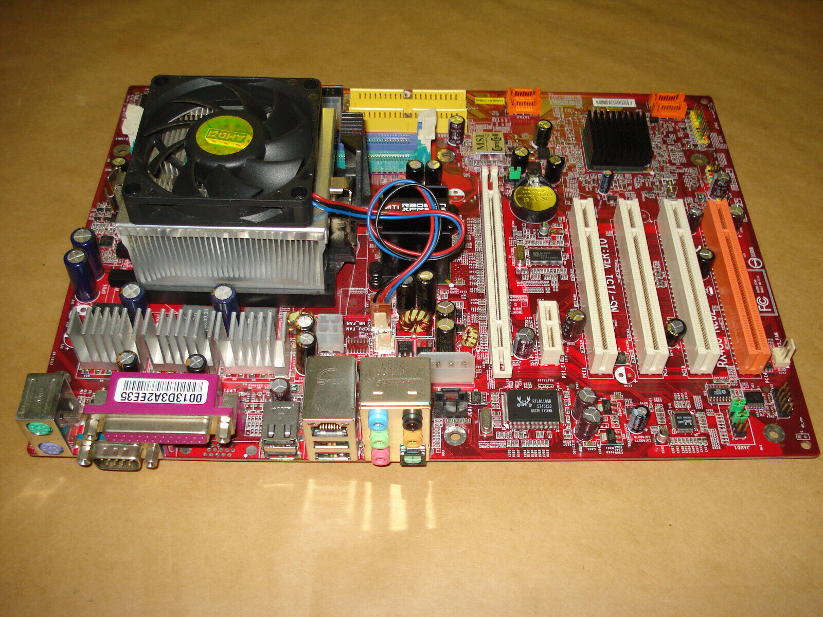 VINTAGE MSI MOTHERBOARD COMBO MS-7151 VER: 10 WITH ATHLON 64 3500+