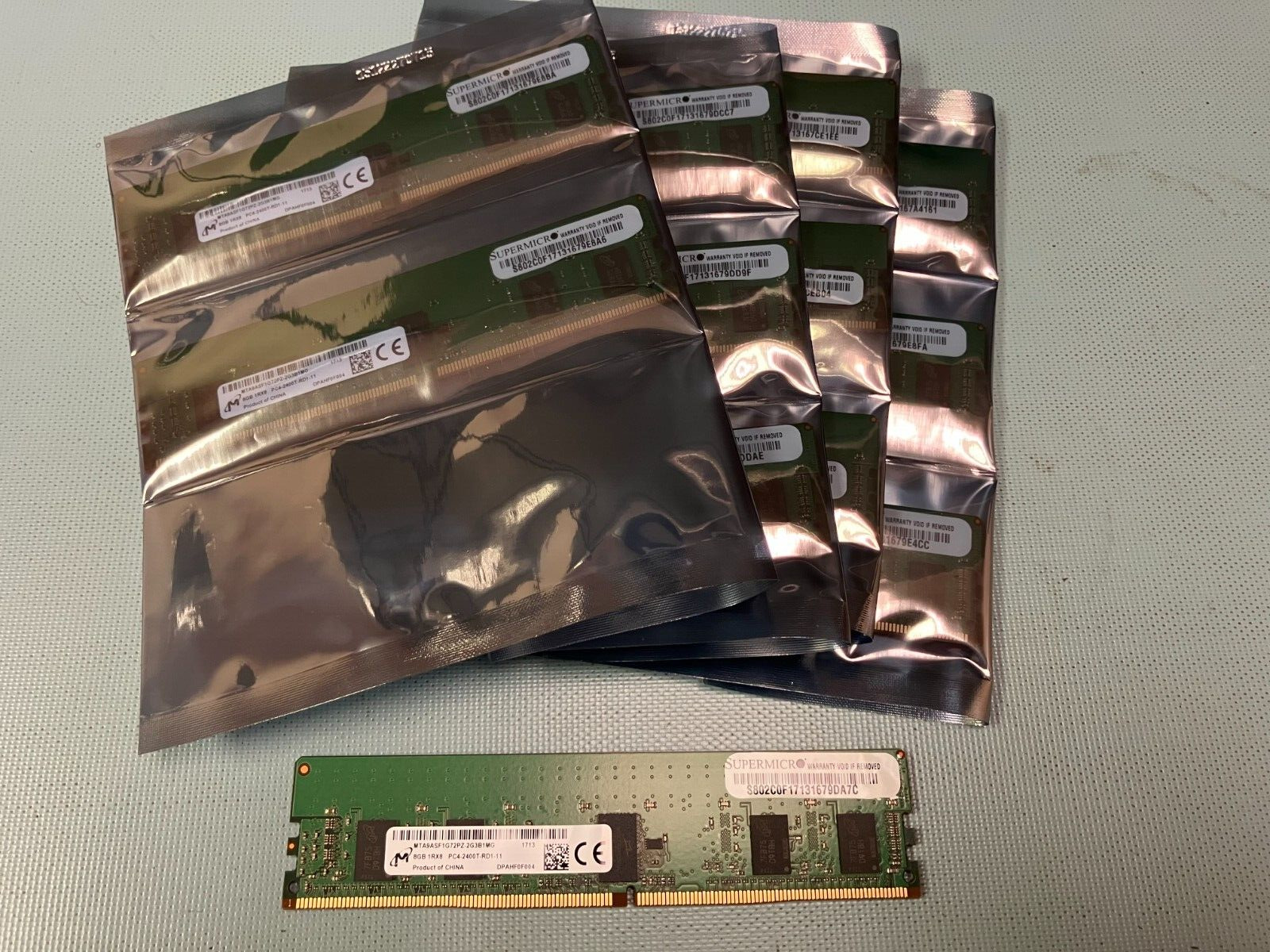 Lot of 12 Micron 8GB 1Rx8 PC4-2400T DDR4 ECC Server Memory MTA9ASF1G72PZ-2G3B1MG