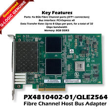 Genuine QLogic QLE2564 4-Port 8Gbps PCIe FC HBA Controller PX4810402-01 45GPC picture