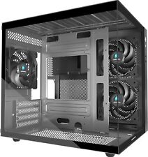 MATX PC Case,270° Panoramic Tempered Glass Panel Gaming PC Case,3 Fans Pre- picture