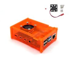 Raspberry Pi 4 Model B Orange Acrylic Case Enclosure Box /w Cooling Fan US Stock picture