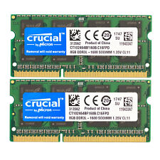 Crucial DDR3L 16GB 1600 2x 8GB PC3-12800 Laptop SODIMM Memory RAM PC3 16G DDR3 picture