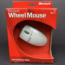 Vintage 2001 Microsoft Wheel Mouse Windows PC PS/2 New sealed Box X08-70343 picture