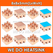 Small Pure Copper 8x8x5mm  Copper Heatsink Radiator Cooler With or Without Tape picture