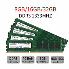 For Crucial 32GB 16GB 8GB PC3-10600U DDR3 1333Mhz 240pin 1.5V Desktop RAM Lot UH picture
