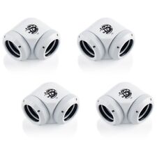 Bitspower Dual Enh Multi-Link Fitting, 14mm OD, 90 Degree Angle, White, 4pk picture