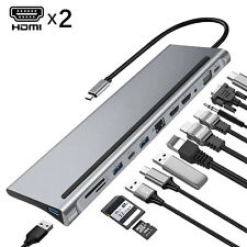12 in 1 Type-C USB-C Hub Adapter to 2 HDMI USB VGA TF Audio with PD for MacBook picture