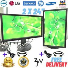 DUAL 2x Dell HP SAMSUNG 24inch 27inch Matching FHD Widescreen Monitors (GRADE A) picture