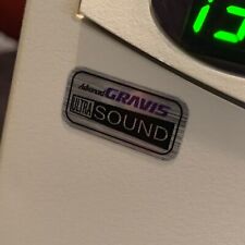 Gravis Ultrasound V2 SILVER Computer Case Badge FLAT Sticker Retro 486 P5 PC picture